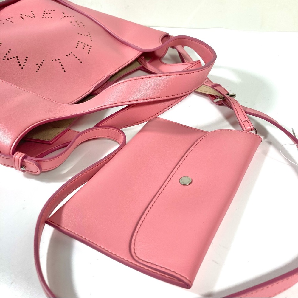 Stella McCartney Perforated Logo Faux Leather Medium Satchel Bag Pink NEW - Picture 6 of 17